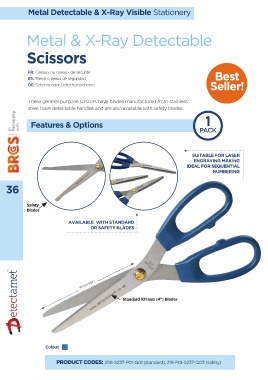 Metal Detectable Scissors, Metal Detectable & X-Ray Visible